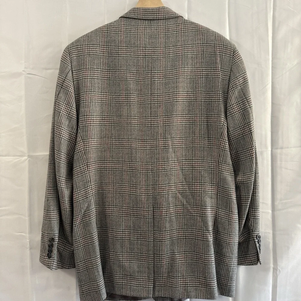 Bullock‎ & Jones Blazer Men 44R suit jacket Houndstooth Plaid Sport Coat Single